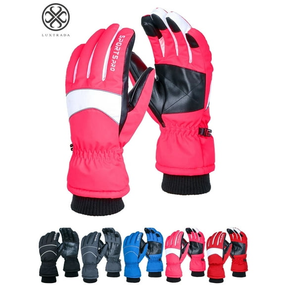 Luxtrada Adults Unisex Waterproof and Thinsulate Lined Insulated Premier Colorblocked Ski Snow Winter Snowboarder Gloves - Fits Mens and Womens Ladies Sizes