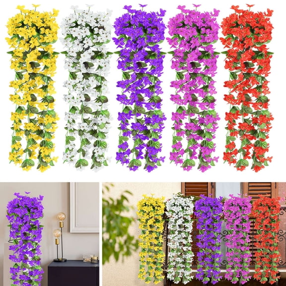 Luxtrada Artificial Fake Hanging Flowers Vine Plant Home Garden Decor Indoor Outdoor (5pcs-5color mix)