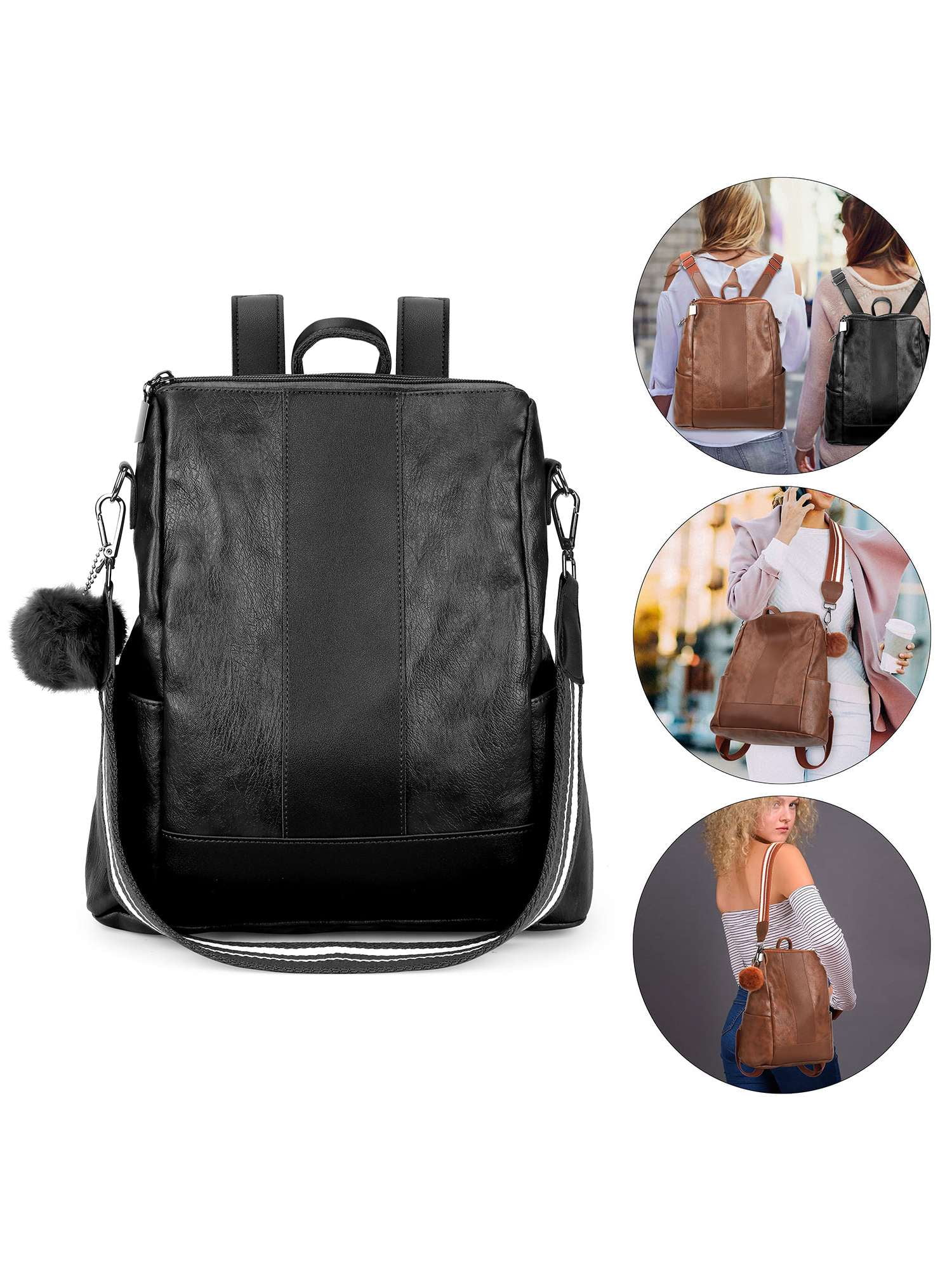 ZGWJ Women's Backpack Purse Fashion Leather Anti-theft Shoulder Bags PU