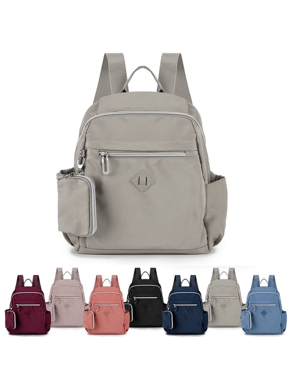 Backpack for Women Nylon Travel Backpack Purse Bag for With mini Coin Purse (Gray)