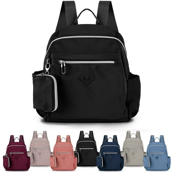 Luxtrada Backpack for Women Nylon Travel Backpack Purse Bag for With mini Coin Purse (Black)