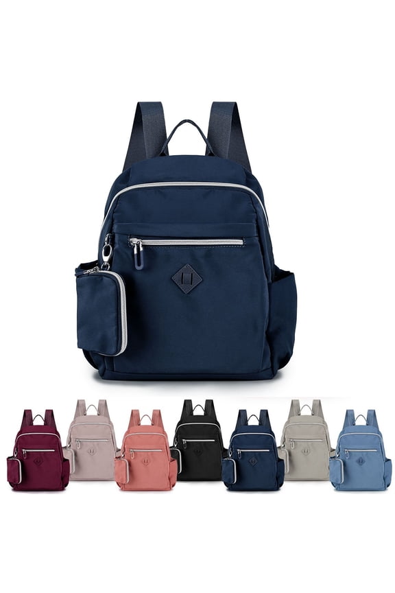 Backpack for Women Nylon Travel Backpack Purse Bag for With mini Coin Purse (Navy)