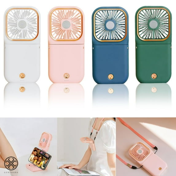 Luxtrada Battery Operated Portable Mini Quiet Fan Neck Desktop Outdoor Handheld Fan 180°Rotation Rechargeable USB Cooling Table Fans for Baby Stroller Car Camping Home