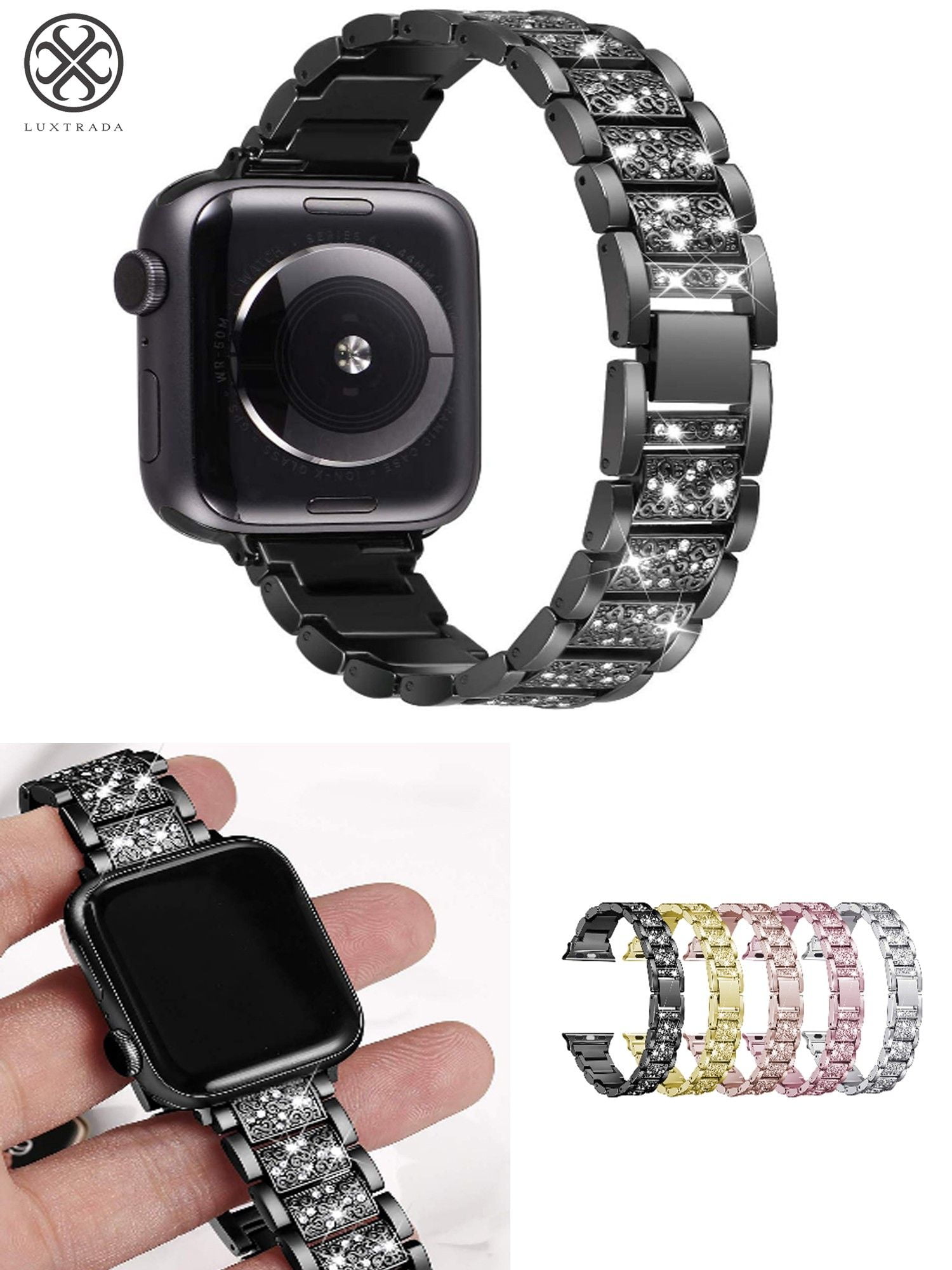 Luxury designer Apple Watch 2pcs Case & band strap set, bling ladies –  www.