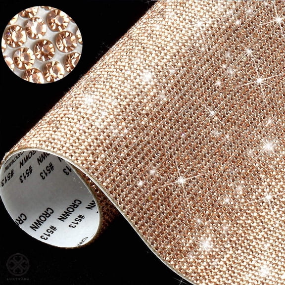 Luxtrada Bling Bling Crystal Rhinestones Sticker DIY Car Decoration Sticker Self-Adhesive Glitter Rhinestones Crystal Gem Stickers for Car and Present Decoration (Champagne Gold)