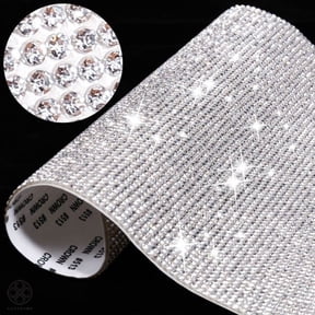 Luxtrada Bling Bling Crystal Rhinestones Sticker DIY Car Decoration Sticker Self-Adhesive Glitter Rhinestones Crystal Gem Stickers for Car and Present Decoration (White)