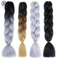 thumbnail image 1 of Luxtrada Braiding Hair Ombre Kanekalon Braids Synthetic Braiding Hair 2Pcs/1Pairs Hair Extension for Twist Braiding Hair (24" Black), 1 of 7