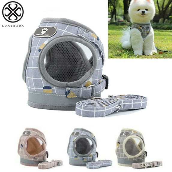 Luxtrada Breathable Air Mesh Puppy Vest Harness Adjustable Pet Lead Chest Walking Leash for Dog Cat (Gray,XL)