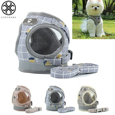 Luxtrada Breathable Air Mesh Puppy Vest Harness Adjustable Pet Lead Chest Walking Leash for Dog Cat (Gray,XS)