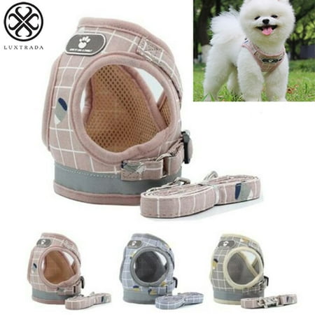 Luxtrada Breathable Air Mesh Puppy Vest Harness Adjustable Pet Lead Chest Walking Leash for Dog Cat (Pink,XL)