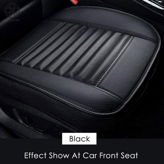 Luxtrada Car Seat Cushion 1PC Breathable Car Interior Seat Cover Cushion Pad Mat for Auto Supplies Office Chair with PU Leather (Black)