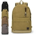 thumbnail image 1 of Luxtrada Canvas Laptop Backpack with USB Charging Port Waterproof School Backpack Canvas Backpack Vintage Travel Backpack for Men Women, Fits up to 15.6 Inch Laptops (Khaki), 1 of 12