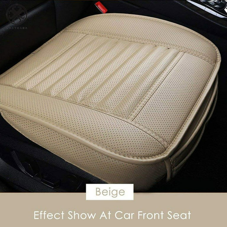 Luxtrada Car Seat Cushion 1PC Breathable Car Interior Seat Cover Cushion  Pad Mat for Auto Supplies Office Chair with PU Leather (Beige)