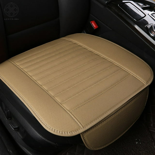 Luxtrada Car Seat Cushion 1PC Breathable Car Interior Seat Cover Cushion Pad Mat for Auto Supplies Office Chair with PU Leather (Beige)