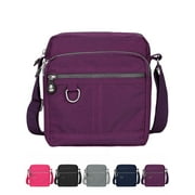 LUXTRADA Casual Nylon Purse Handbag Crossbody Bag Waterproof Shoulder Bag with Zipper Pockets for Women (Purple)