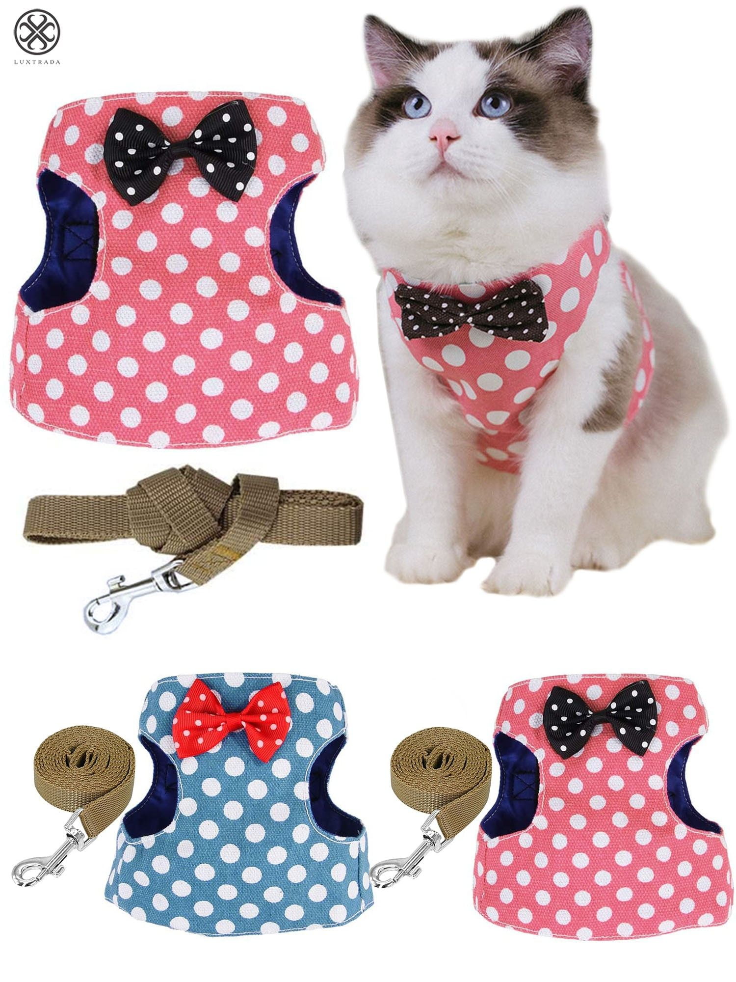 Luxtrada Cat Harness and Leash Set for Walking, Escape Proof with 49