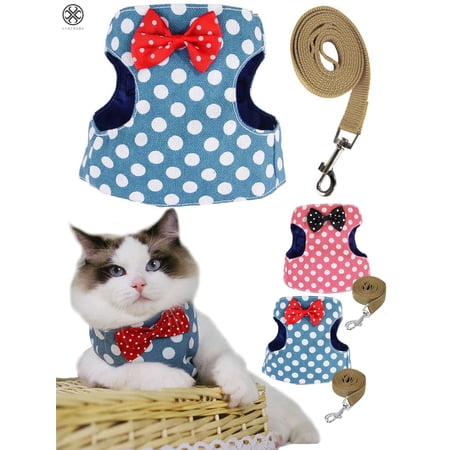 Luxtrada Cat Harness and Leash Set for Walking, Escape Proof with 49 Inches Leash - Adjustable Soft Vest Harnesses for Small Medium Cats, Cat Leash Harness