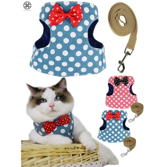 Luxtrada Cat Harness and Leash Set for Walking, Escape Proof with 49 Inches Leash - Adjustable Soft Vest Harnesses for Small Medium Cats, Cat Leash Harness