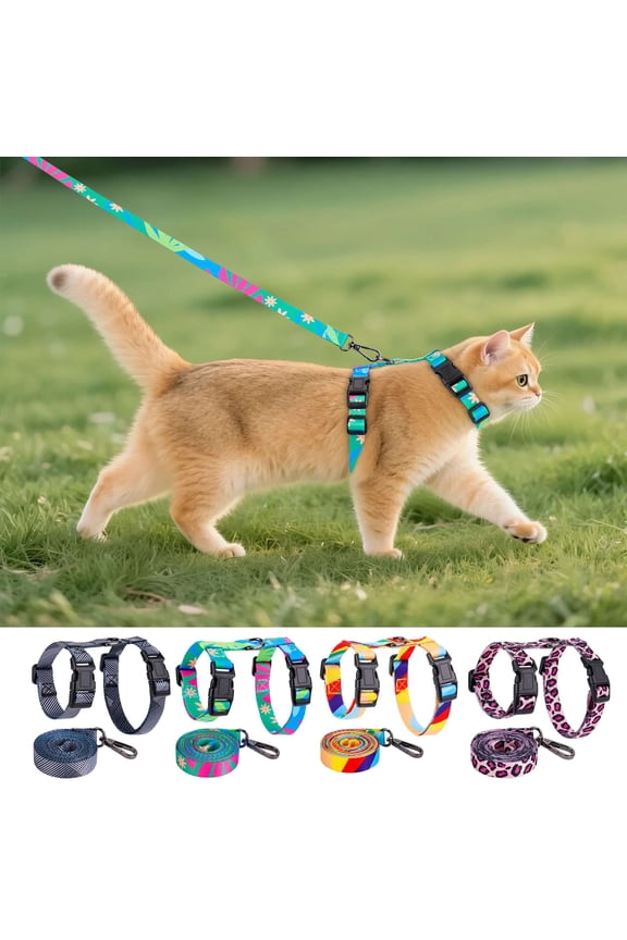 Cat Harness and Leash for Walking, Escape Proof Soft Adjustable Vest Harnesses for Cats (Yellow)