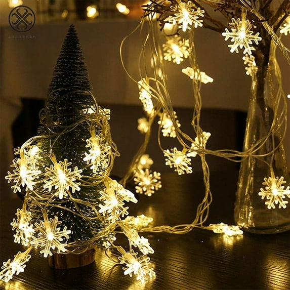 Luxtrada Chirstmas String Lights Snowflake Colorful Lights Icicle String Light for Garden Holiday Party Wedding Christmas Tree Decoration (Warm,20LEDs 3m)