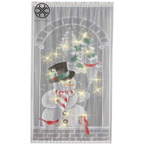 Luxtrada Christmas Snowman Curtains Christmas Lace Curtains Panel White Vertical Living Room Bedroom Party Curtains (Snowman)