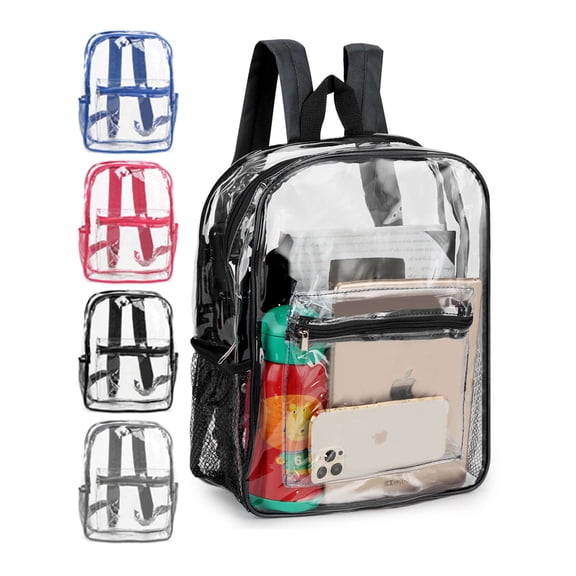 Luxtrada Clear Backpack Heavy Duty PVC Transparent Shoulder Handbag Waterproof School Bag (Black)