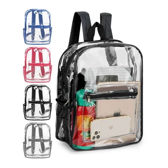 Luxtrada Clear Backpack Heavy Duty PVC Transparent Shoulder Handbag Waterproof School Bag (Black)