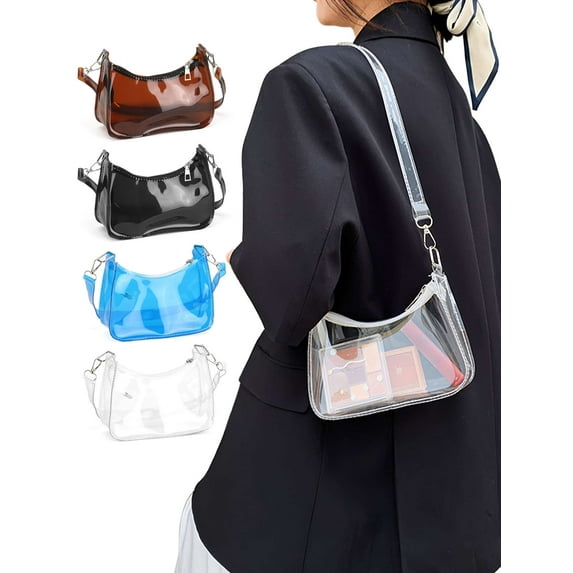 Luxtrada Clear Bag for Stadium Events Women's Purse Handbags Small Purse shoulder bag Crossbody Bag (Black)