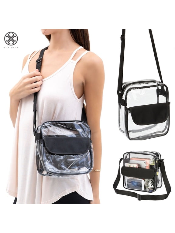 Clear Plastic Tote Bag Women Transparent Handbag Zip Purse Stadium Crossbody for Concerts Work Sports