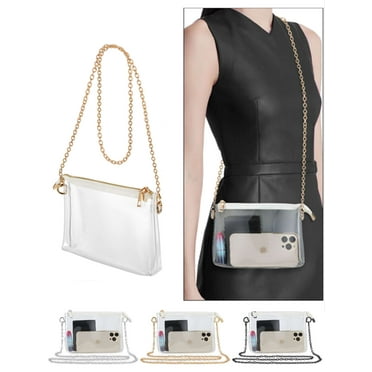 Luxtrada Clear Purse for Women Stadium Approved, Transparent Crossbody Bag for Concert Sports (Glod)