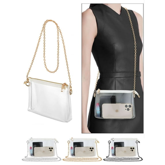 Luxtrada Clear Purse for Women Stadium Approved, Transparent Crossbody Bag for Concert Sports (Silver)