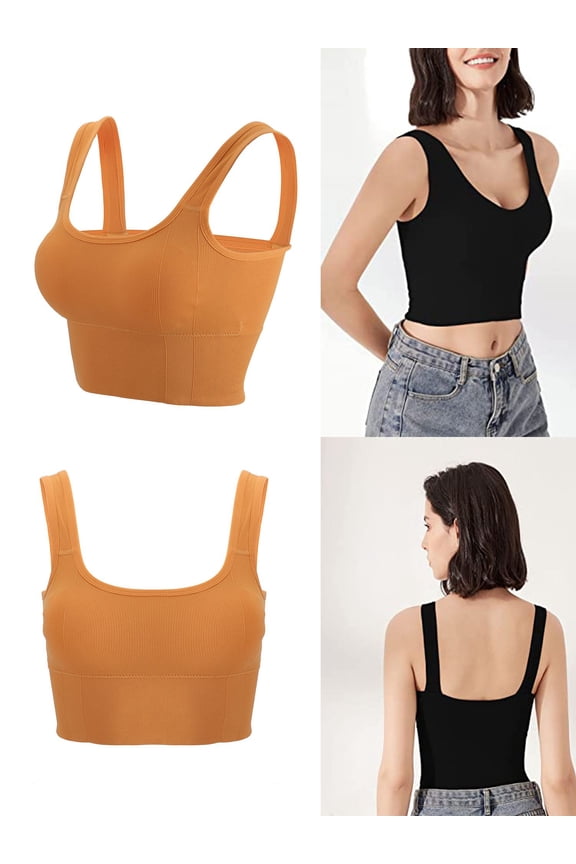 Comfy Cami Bra for Women Crop Top Yoga Bralette Longline Padded Lounge Bra Compression Sports Bra