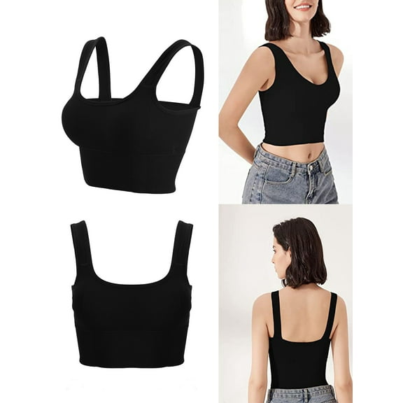 Luxtrada Comfy Cami Bra for Women Crop Top Yoga Bralette Longline Padded Lounge Bra Compression Sports Bra
