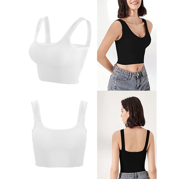 Luxtrada Comfy Cami Bra for Women Crop Top Yoga Bralette Longline Padded Lounge Bra Compression Sports Bra