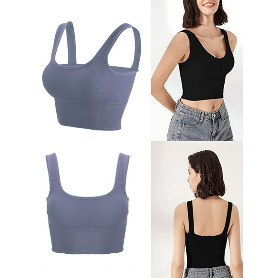 Luxtrada Comfy Cami Bra for Women Crop Top Yoga Bralette Longline Padded Lounge Bra Compression Sports Bra