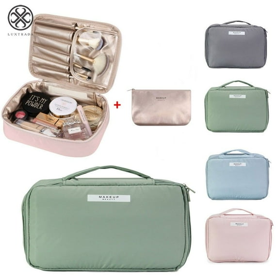Luxtrada Cosmetic Bags and Organizers Portable Multifunction Travel Bag Makeup Toiletry Organizer Case Carry Tote with Inner Pouchy, Green