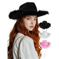 thumbnail image 1 of Luxtrada Cowgirl Hat with Fluffy Feathers Novelty Cowboy Hat Party Costume Accessories (Pink), 1 of 7