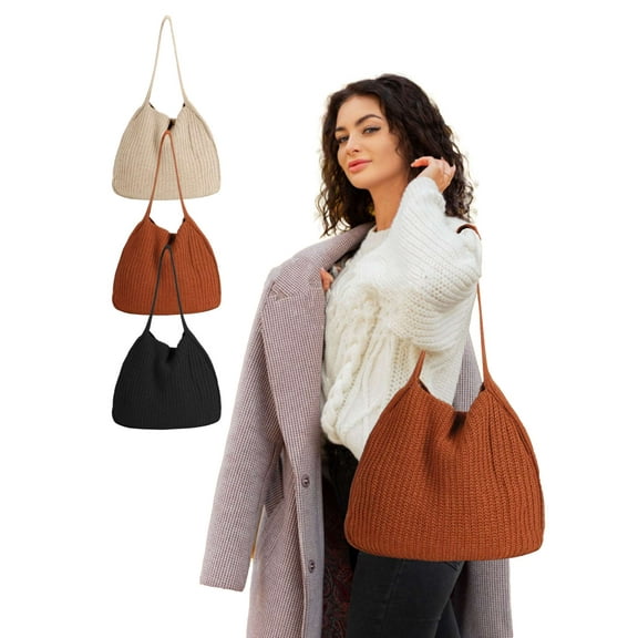 Luxtrada Crochet Bags for Women - Summer Beach Tote, Crochet Mesh Beach Tote Bag Shoulder Bag Aesthetic Hippie Knit Bag (Coffee)