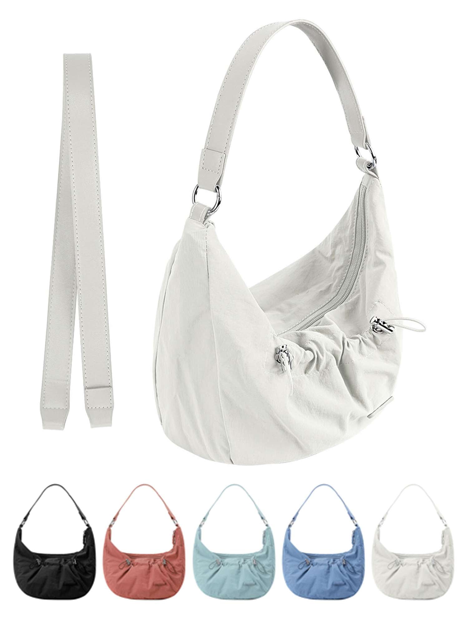 Crescent Crossbody Bag For Women - Nylon Hobo Shoulder Bag With Multiple Pockets - Half Moon Dumpling Bag - View #4