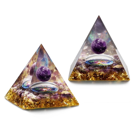Luxtrada Crystal Pyramid Energy Amethyst Reiki Energy Generator Natural Home Ornament (Purple)