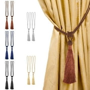 Luxtrada Curtain Tiebacks Tassel Tie-Backs, Rope Curtain tie Backs Handmade Curtain Holdbacks Made from Polyester 1 Pair ,Yellow