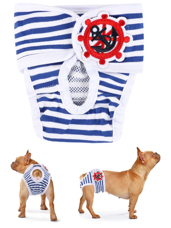 Dog Diapers Washable & Reusable Female and Male Dog Diapers for Small Medium Large Dog "L, Blue"