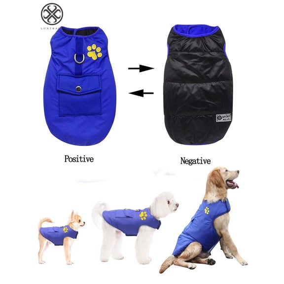 Luxtrada Dog Jackets for Winter Windproof Waterproof Cozy Dog Coat for Cold Weather Warm Apparel Clothes Puppy Dog Vest Reversible Outwea for Small Medium Dogs (Blue,XS)