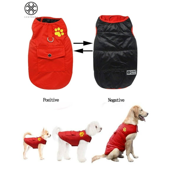 Luxtrada Dog Jackets for Winter Windproof Waterproof Cozy Dog Coat for Cold Weather Warm Apparel Clothes Puppy Dog Vest Reversible Outwea for Small Medium Dogs (Red,XS)