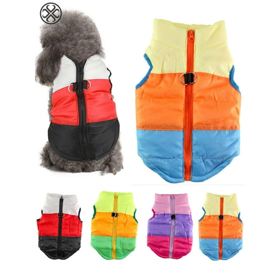 Luxtrada Dog Jackets for Winter Windproof Waterproof Cozy Dog Coat for Cold Weather Warm Apparel Clothes Puppy Dog Vest for Small Medium Dogs (Orange+Blue,S)