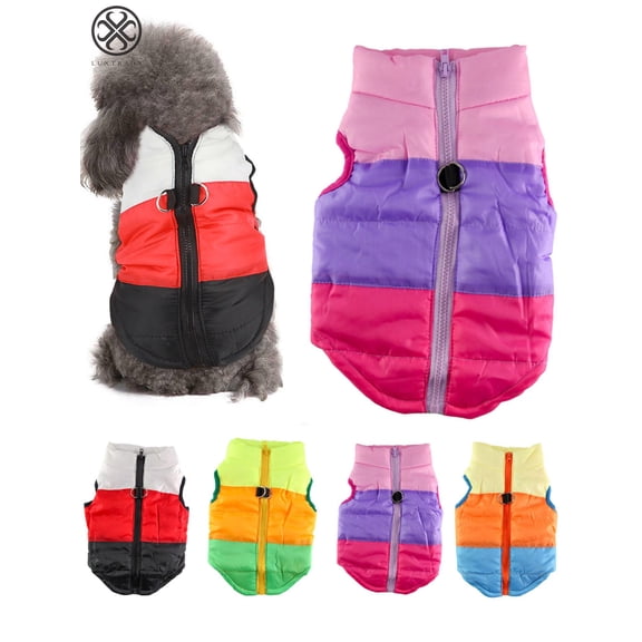 Luxtrada Dog Jackets for Winter Windproof Waterproof Cozy Dog Coat for Cold Weather Warm Apparel Clothes Puppy Dog Vest for Small Medium Dogs (Purple+Rose Red,XL)