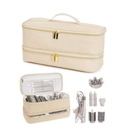 Luxtrada Double-Layer Travel Carrying Case for Hair Dryer, Airwrap Brush Hair Accessories Tools, Portable Organizer Box Waterproof Storage Bag with Hanging Hook