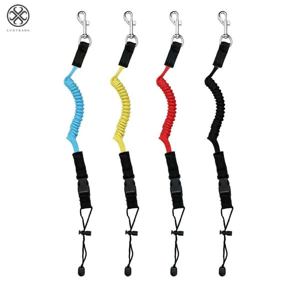 Luxtrada Elastic Paddle Leash Kayak Canoe Safety Fishing Rod Rowing Boats Coiled Lanyard Cord Tie Rope (Blue)