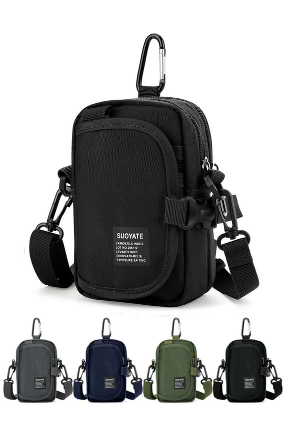Fanny Pack Waist Bag Sling Bag Men Crossbody Hip Belt Pouch Pocket Travel Sport Bum (Black)