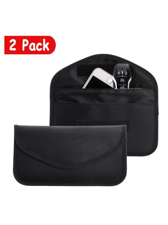 Faraday Bag RFID Signal Blocking Shielding Pouch Cell Phone Wallet Blocker, 2Pcs Black